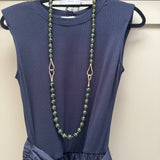 Eliza Gracious - Green Tiger Eye effect large bead long necklace