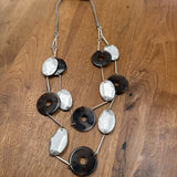 Eliza Gracious - Long double strand metal & resin beads - Grey