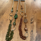 Eliza Gracious - Resin chain link long necklace - Tan Brown