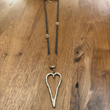 Eliza Gracious - Open heart pendant on long mixed bead necklace