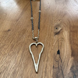 Eliza Gracious - Open heart pendant on long mixed bead necklace
