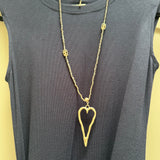 Eliza Gracious - Open heart pendant on long mixed bead necklace