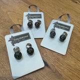 Eliza Gracious Earrings - Leopard design glass bead under metal stud