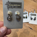 Eliza Gracious Earrings - Leopard design glass bead under metal stud