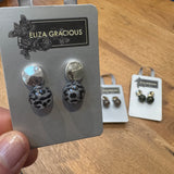 Eliza Gracious Earrings - Leopard design glass bead under metal stud