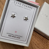 Life Charms the Thoughtful Jewellery Co.
Silver plated stud hypoallergenic Earrings collection;
Sparkling Dainty Star design E244S