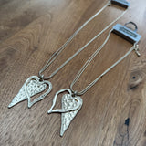 Eliza Gracious - Short Double Heart Necklace on Twin Snake Chain | Pale Gold