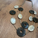 Eliza Gracious - Long double strand metal & resin beads - Grey