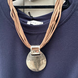 Eliza Gracious - Short multi suede with beaten disc necklace | 2 colours