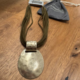 Eliza Gracious - Short multi suede with beaten disc necklace | 2 colours