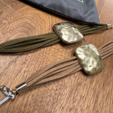 Eliza Gracious - Suede multi strand bracelet with beaten square | 2 Colours