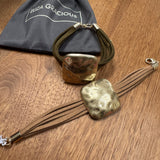 Eliza Gracious - Suede multi strand bracelet with beaten square | 2 Colours