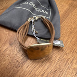 Eliza Gracious - Suede multi strand bracelet with beaten square | 2 Colours
