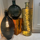 Tall Glass Bottle Sea Green Ribbed Vase H59cm  *CLICK & COLLECT ONLY*