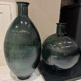 Tall bottle-shaped Recycled Glass Vase H59cm features a distinctive ribbed finish &amp; gently curved lines
Colour - Refreshing Sea Green hue, adding a cool, calming touch