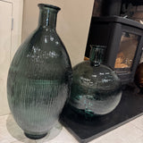 Tall bottle-shaped Recycled Glass Vase H59cm features a distinctive ribbed finish &amp; gently curved lines
Colour - Refreshing Sea Green hue, adding a cool, calming touch