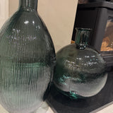 Tall Glass Bottle Sea Green Ribbed Vase H59cm  *CLICK & COLLECT ONLY*
