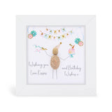 Mini Framed Pebble Art - 'Wishing you love kisses & Birthday wishes'
