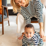 Chalk - Rebecca made from soft cotton blend with a relaxed boxy fit and long sleeves
Colour - Navy / Ecru