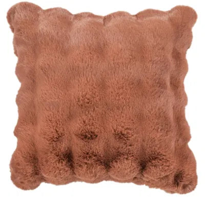 Malini Faux Soft Square Raffles Cushion - Orange