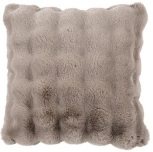 Malini Faux Soft Square Raffles Cushion - Taupe