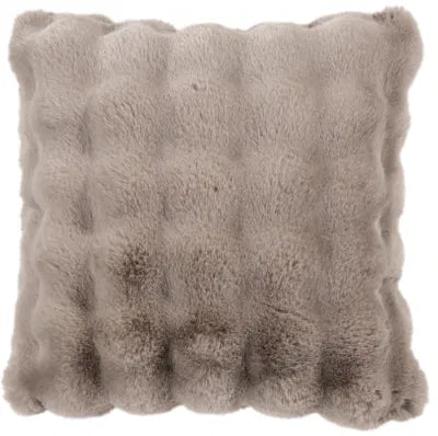 Malini Faux Soft Square Raffles Cushion - Taupe