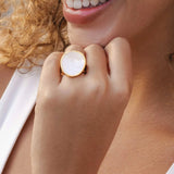 Gold plated Mother of Pearl adjustable Ring