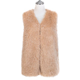 Faux Fur Long Gilet - Linen