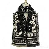 Paisley Print Scarf - Black & Cream