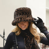 Faux Fur Bucket Hat - Dark Zebra