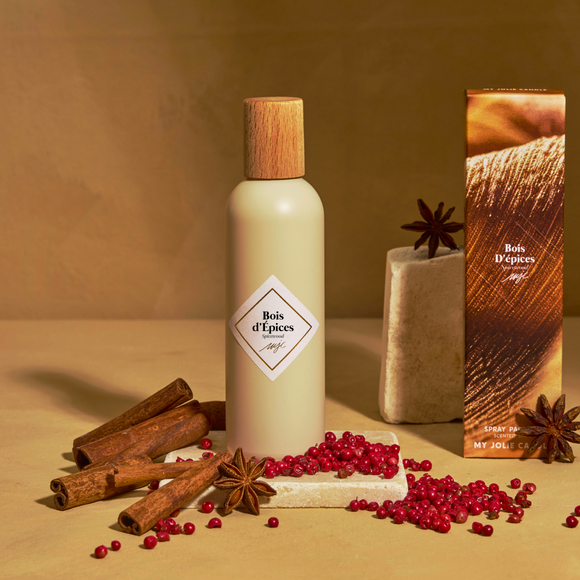 My Jolie Candle collection has collaborated with Maison Berger

My Jolie 100ml Room Spritz Spray
The Wooded Family fragrance
Fragrance - Spice Wood 