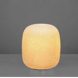 Light Glow White Ceramic Lamp - Tall Starry    Table lamp glazed in a white colour and in a short round cylindrical shape featuring starry round dots.