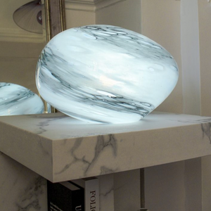 Glass Pebble Hand Blown Lamp - Marble 24cm