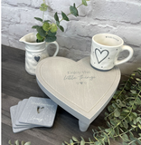 Raised Grey Heart Tray with quote - 'Enjoy the little things'