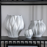 Gallery-home Organic shape handmade Ceramic Matt White Flora Vases; Medium H21cm & Large H26cm