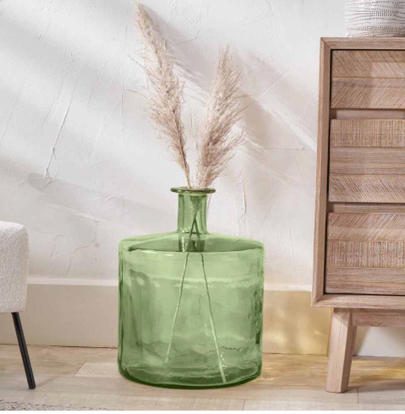 Forest Green Recycled Glass Bottle Vase H45cm