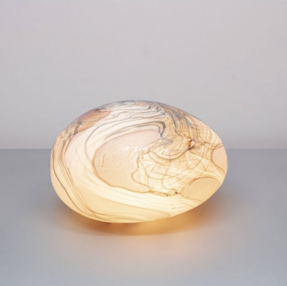 Glass Pebble Hand Blown Lamp - Pink Calacatta