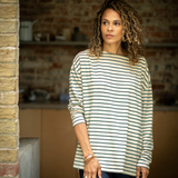 Chalk - Long Bryony Evergreen/Cream Stripe Top