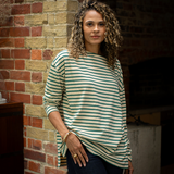 Chalk - Long Bryony Evergreen/Cream Stripe Top