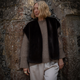 Chalk - Claire Faux Fur Gilet | Rich Cocoa