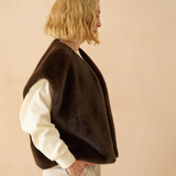 Chalk - Claire Faux Fur Gilet | Rich Cocoa