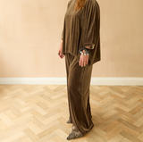 Chalk - Tabby Truffle velour Trouser