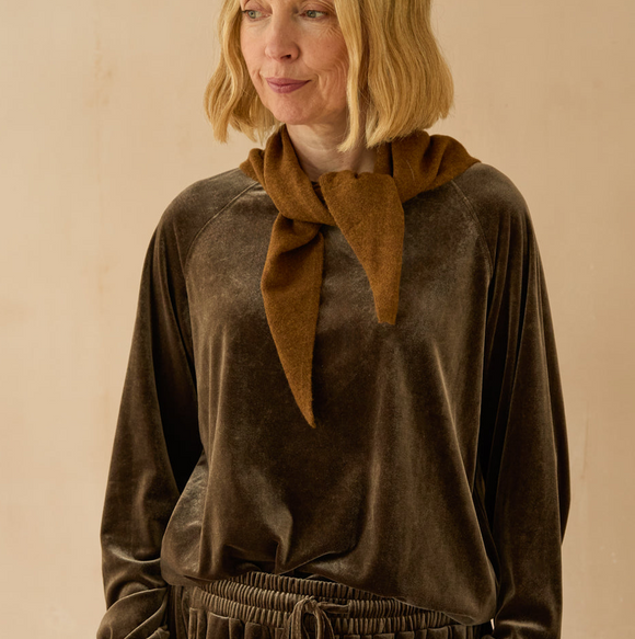 Chalk - Becca long sleeve classic round neckline Velour Top
Colour - Truffle

Designed in the UK.  Designed for Living.