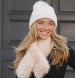 Cable Knit Hat with Faux Fur bobble - Cocoa & Mocha