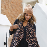 Cable Knit Hat with Faux Fur bobble - Ebony Black