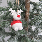 Christmas hanging decorations White reindeer in red jumper - 2 positions