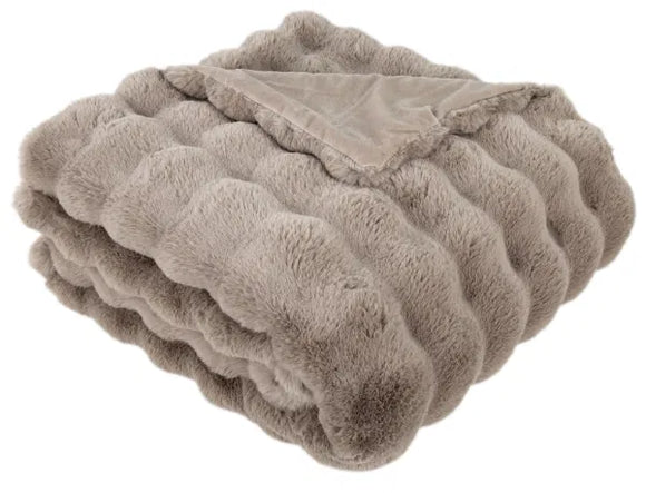 Malini Faux Soft Square Raffles Throw - Taupe