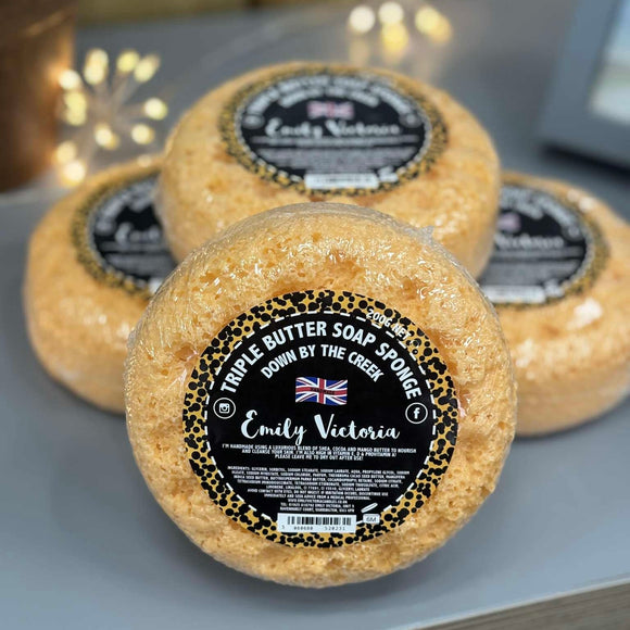 Emily Victoria Candles Collection - Soap Sponges. 

Handmade triple butter soap sponges; fabulous for moisturising and nourishing your skin!
Fragrance - Down by the Creek (inspired on Creed)