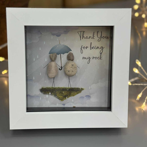 Mini Framed Pebble Art - Thank You for being my rock