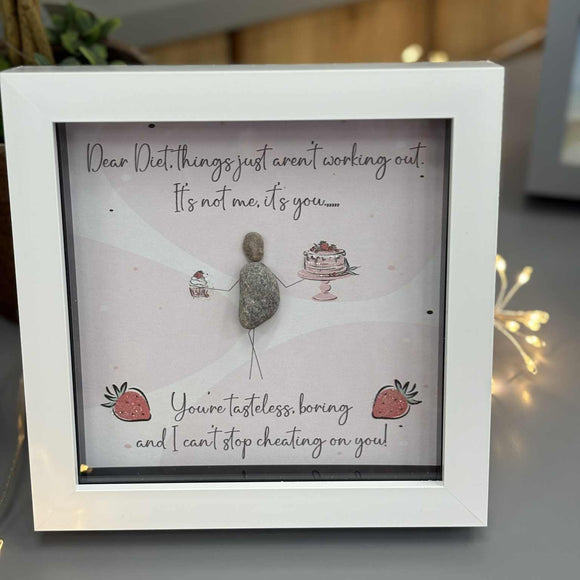 Midi Glitter Framed Pebble Art - Dear Diet things just aren't working out....